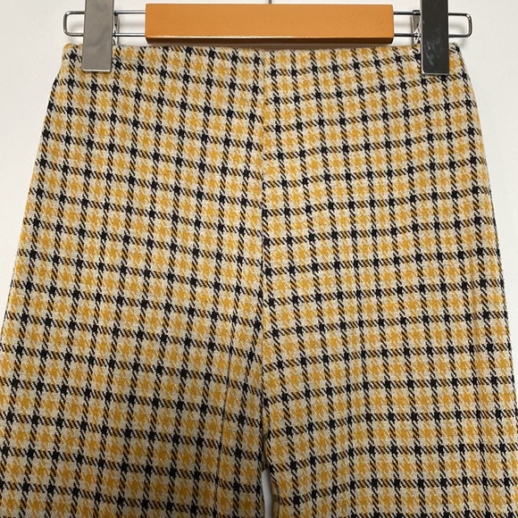 UO Cara Pants Women XS Yellow Black Plaid Kick Flare Knit Crop Stretchy Comfy - Picture 12 of 16